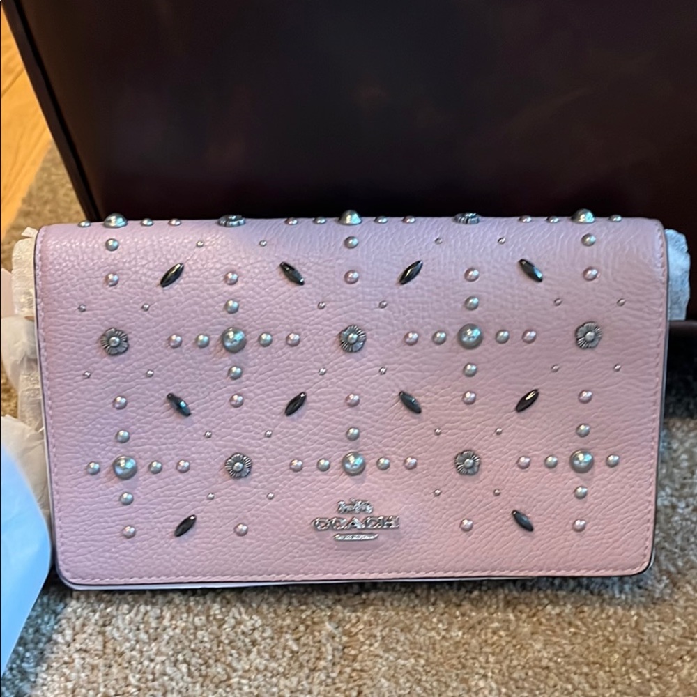 NWT Coach Ice Purple Rivet Studded crossbody Bag